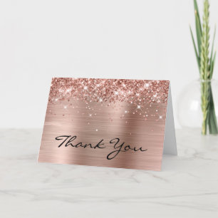 Cartão De Agradecimento Dourado Rosa Espelhado Elegante 60º Aniversário