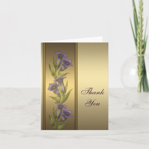 Cartão de Agradecimento Dourado Roxo Violeta