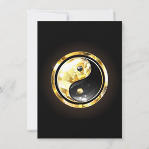 Cartão De Agradecimento Dourado Yin Yang a preto
