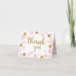 Cartão De Agradecimento Dourados Sprinkles Dispersão Pontos Rosa Obrigado