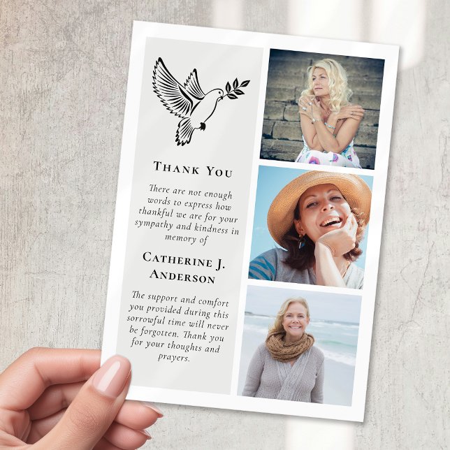 Cartão De Agradecimento Dove Bird 3 Foto Simpatia Funeral (Criador carregado)