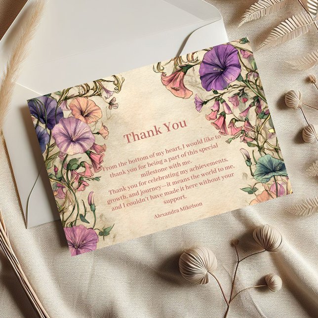 Cartão De Agradecimento Doze Anos Caprichosos com Flores Silvestres Pastéi (Criador carregado)
