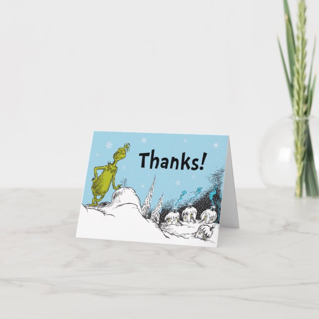 Cartão De Agradecimento Dr. Seuss | Grinch Inverno Aniversário Agradecimen (Frente)