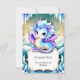 Cartão De Agradecimento Dragão Mágico de Aquarela de Aniversário