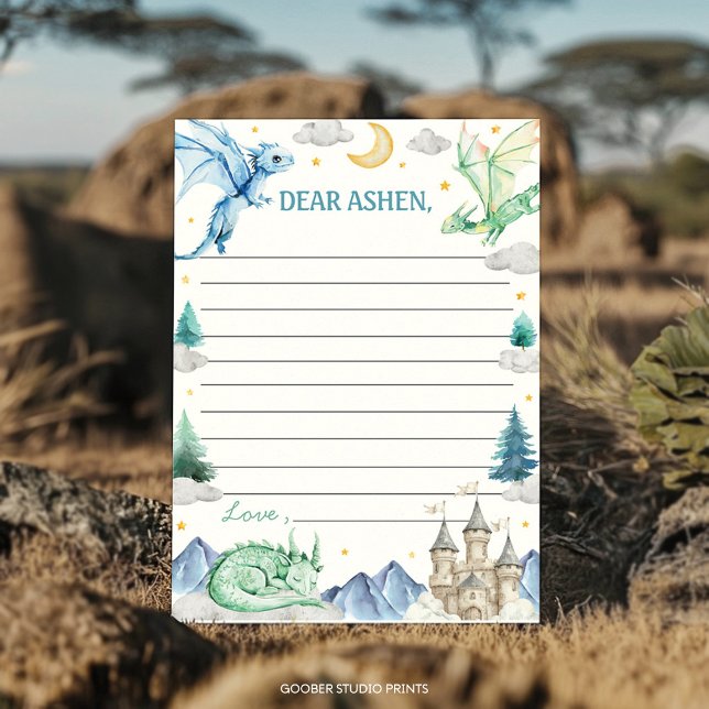 Cartão De Agradecimento Dragon Boy Birthday Time Capsule Note Message Card (Criador carregado)