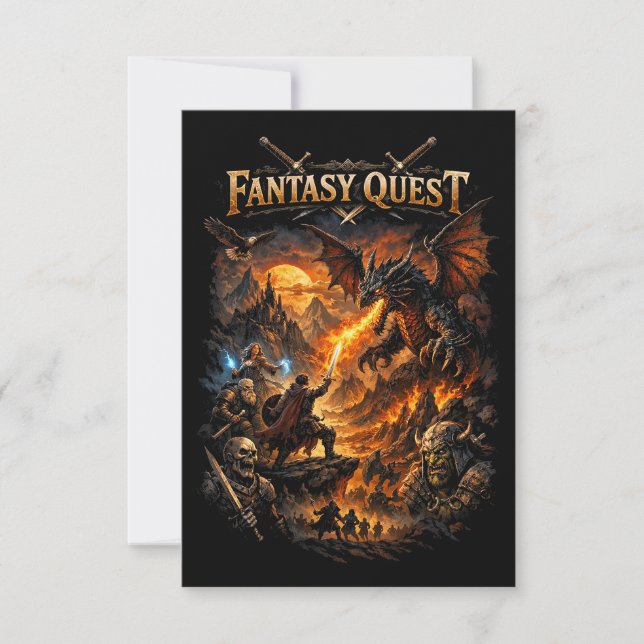 Cartão De Agradecimento Dragonfire Quest (Frente)