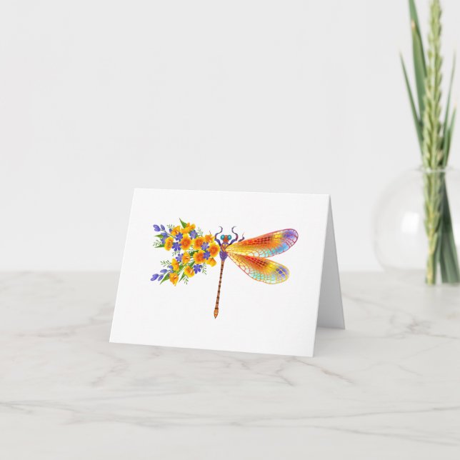 Cartão De Agradecimento Dragonfly Amarelo (Frente)