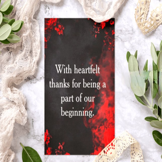 Cartão De Agradecimento Dramatic Black & Red Floral Wedding Thank You (Criador carregado)