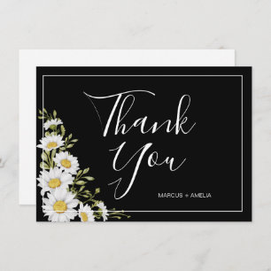 Cartão De Agradecimento Dramatic Black & White Daisies (Díssias Negras e B