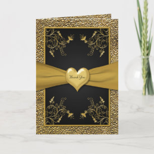 Cartão de Agradecimento Dramático Preto e Dourado 