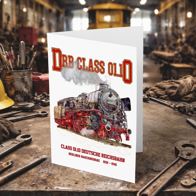 Cartão De Agradecimento DRB Class 01.10 Steam Train. Deutsche Reichsbahn (DRB Class 01.10 Steam Train. Deutsche Reichsbahn. Thank You Card )