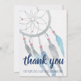 Cartão De Agradecimento Dreamcatcher Blue Boho Chá de fraldas Obrigado