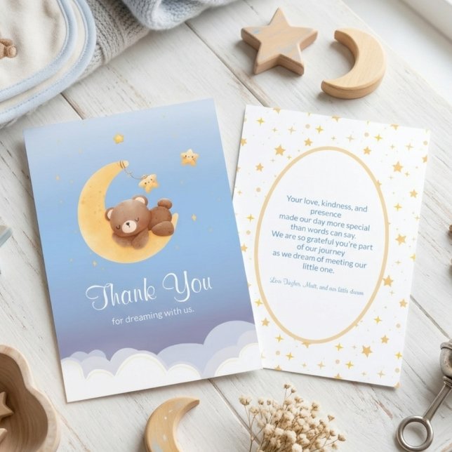 Cartão De Agradecimento Dreaming New Arrival Teddy Bear Moon (Criador carregado)