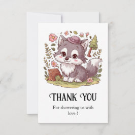 Cartão De Agradecimento Dreamy Bonito Wolf Chá de fraldas