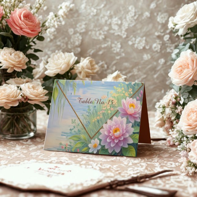 Cartão De Agradecimento Dreamy Lakeside Garden - Número da tabela de Casam (Criador carregado)
