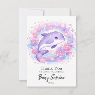 Cartão De Agradecimento Dreamy Little Dolphin Chá de fraldas