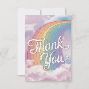 Cartão De Agradecimento Dreamy Whimsical Rainbow and Clouds