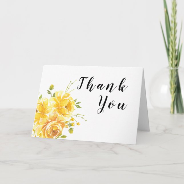 Cartão De Agradecimento Dreamy Yellow Rose Wedding (Frente)