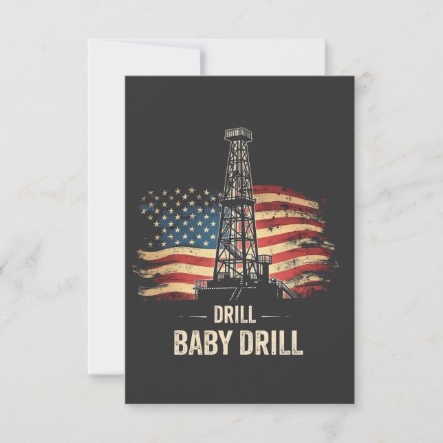 Cartão De Agradecimento Drill Baby Drill American Trump Energy Economy (Frente)