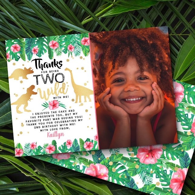 Cartão De Agradecimento Duas Raparigas Selvagens Dinossauro Segunda Foto D (Criador carregado)