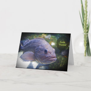 Cartão De Agradecimento Dude Thanks Fish With Black Border Thank You Card