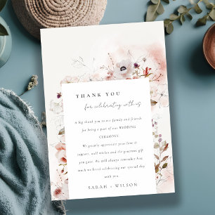 Cartão De Agradecimento Dusky Fall Marsala Blush Floral Wreath Weds