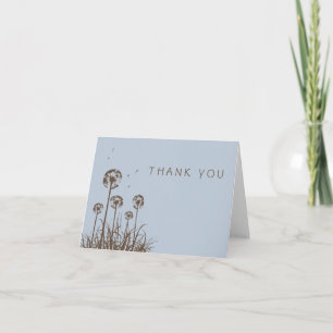 Cartão De Agradecimento Dusty Blue and Brown Dandelion Thank You