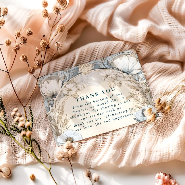 Cartão De Agradecimento Dusty Blue Anemone Wedding (Criador carregado)