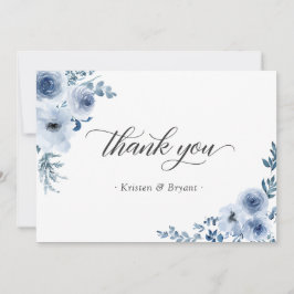 Cartão De Agradecimento Dusty Blue Bohemian Pastel Floral Wedding Flat