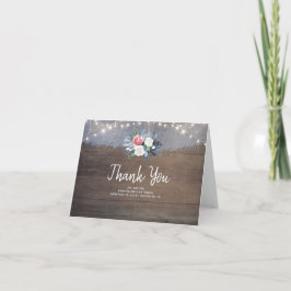 Cartão De Agradecimento Dusty Blue e Blush Rustic Weding Obrigado