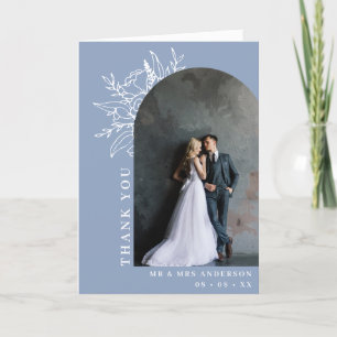 Cartão De Agradecimento Dusty Blue Floral Arch Foto Dobrada