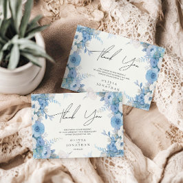 Cartão De Agradecimento Dusty Blue Floral Elegant Wedding