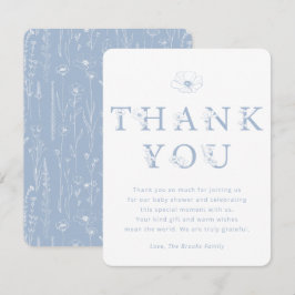 Cartão De Agradecimento Dusty Blue Floral Thank You Card | Baby Shower