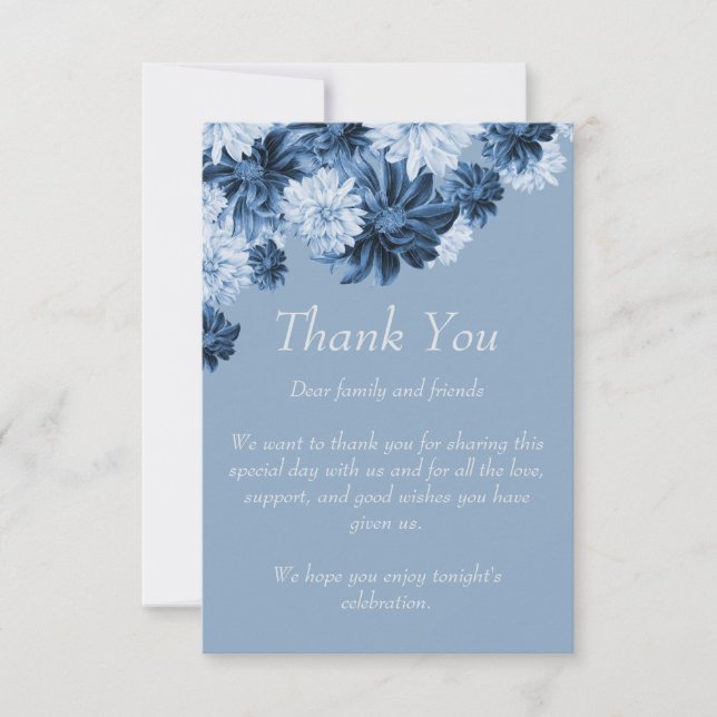 Cartão De Agradecimento Dusty Blue Floral Wedding Thank You Card (Frente)