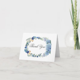 Cartão De Agradecimento Dusty Blue Floral Wreath Greenery Casamento