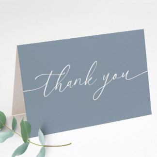 Cartão De Agradecimento Dusty Blue Modern Elegant Wedding