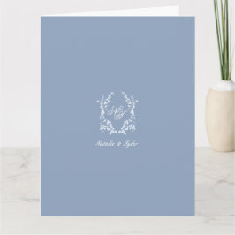 Cartão De Agradecimento Dusty Blue Monogram Crest Thank You Card