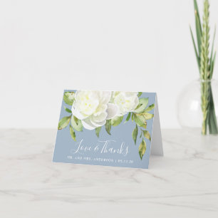 Cartão De Agradecimento Dusty Blue Primavera Floral Peony Wedd