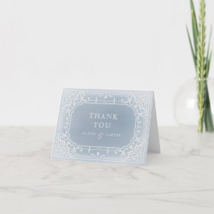 Cartão De Agradecimento Dusty blue romantic vintage wedding thank you
