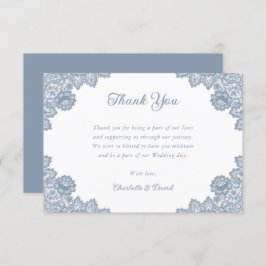 Cartão De Agradecimento Dusty Blue Rustic Floral Lace Casamento