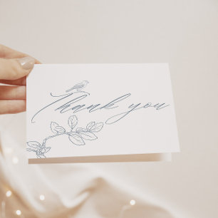 Cartão De Agradecimento Dusty Blue Vintage Modern Floral Casamento