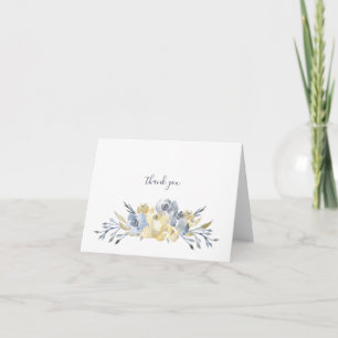 Cartão De Agradecimento Dusty Blue Watercolor Floral Bouquet