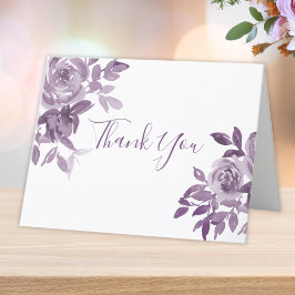 Cartão De Agradecimento Dusty Mauve Floral Rosas Foliage Wedding