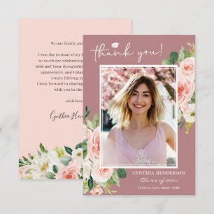 Cartão De Agradecimento Dusty Pink Blush Classe de Graduação 2024