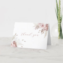 Cartão De Agradecimento Dusty Rosa Blush Ivory Modern Boho Wedding