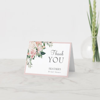 Cartão De Agradecimento Dusty Rosa Blush Peony Floral Chá de panela