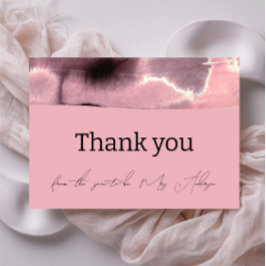 Cartão De Agradecimento Dusty Rosa e Black Modern Minimalist