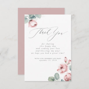 Cartão De Agradecimento Dusty Rosa Floral Pequeno Chá de fraldas Obrigado