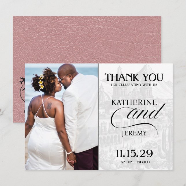 Cartão De Agradecimento Dusty Rosa Mexico Passport (Frente/Verso)