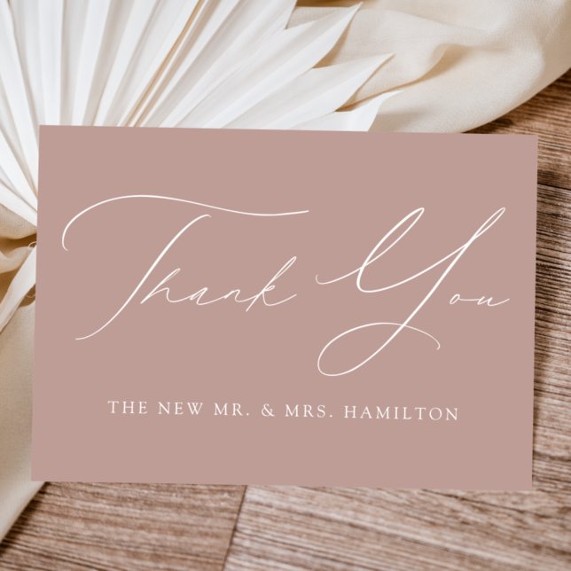 Cartão De Agradecimento Dusty Rosa Modern Elegance Wedding (Criador carregado)